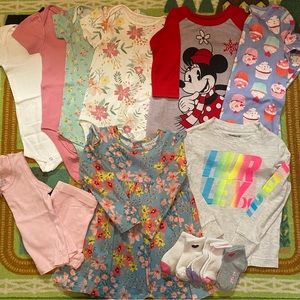 2t, 24m Baby, Toddler Girl Bundle. Onesies, Pajamas, Dress, Shirt, Socks. 💕